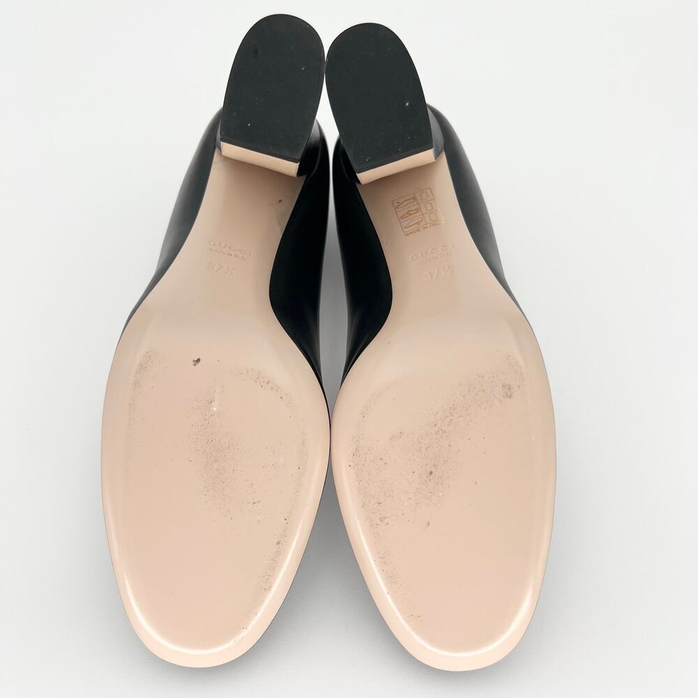 GUCCI Willow Loafer Pumps EU 37.5 US 7.5 Black GG Logo Pearl Scalloped Leather - Picture 4 of 15